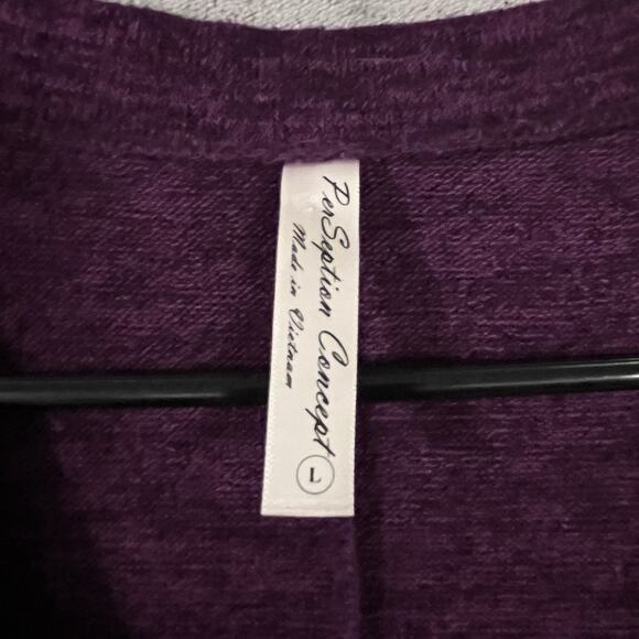 Per Seption Concept Womens Purple Cardigan Sweater Size Large Buttons Pockets - Picture 6 of 10